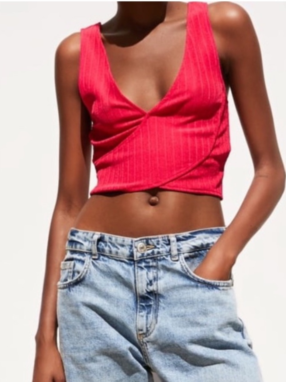 Zara Barbiecore Crop Top | Open Back Detail | Size Large